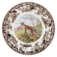 1607262 Dining & Entertaining/Dinnerware/Dinner Plates Spode Woodland, Hunting Cabin, Woodland Fox, British Flowers, Wood Ducks, Animal Games, Flower Border, Boutique Design, Salad Plate