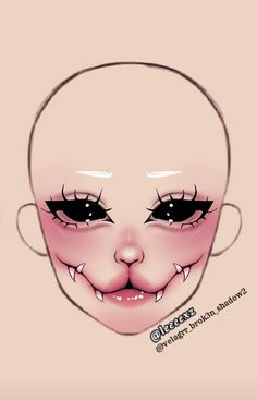 Halloween Makeup Drawing, Makeup Drawing Reference, Halloween Makeup Face Charts, Makeup Ideas Drawing Halloween, Makeup Face Charts Creative, Halloween Face Charts, Hyperpop Makeup, Face For Makeup Drawing, Half And Half Makeup