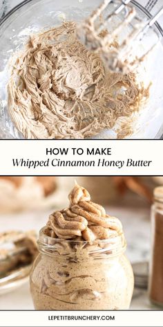 two images showing how to make whipped cinnamon honey butter