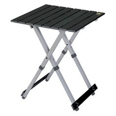 a small folding table with two legs on the bottom and one leg up to it's side