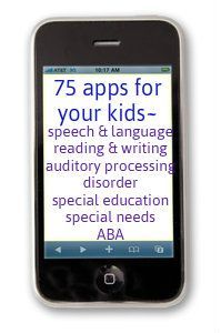 an iphone with the text 75 apps for your kids - speech & language reading and writing