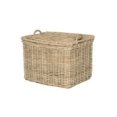 an empty wicker basket with handles