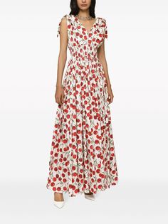 Dolce & Gabbana Vestido Longo Com Estampa De Cereja - Farfetch