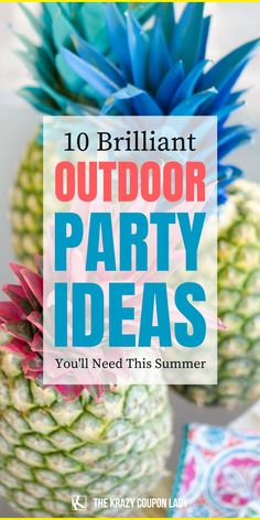 two pineapples with the words 10 brilliant outdoor party ideas you'll need this summer