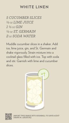 the recipe for white linen cocktail