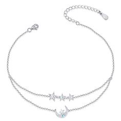 PRICES MAY VARY. The Moon Star layered anklet are made of 925 sterling silver, Nickel-free, Lead-free, Cadmium-free, it won't cause allergies or health problems. ANKLET TIPS： Length: 7.87 inch with 2.76 inch extender can adjust to your size. If your anklet are relatively small, you can adjust the extension chain to the shortest. Conversely, you can adjust the extension chain to the end. An easy way to measure your ankle is to wrap a string around your ankle and measure the exact length of the st Ankle Jewelry, Cross Chain, Moon Star, Sea Beach, Bracelets For Women, Ankle Bracelets, Stars And Moon, Gifts For Teens, Beaded Chain