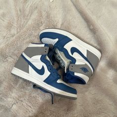 I’m Selling Men’s Size 4 Blue White And Gray Nikes With Blue Laces Brand New Never Worn Nike Light Blue Casual Basketball Shoes, Casual Blue Basketball Shoes With Cushioned Footbed, Casual Blue Basketball Shoes With Boost Midsole, Casual Navy Basketball Shoes With Cushioned Footbed, Blue High-top Sneakers With Cushioned Footbed For Streetwear, Casual Blue High-top Basketball Shoes, Grey Nikes, Cute Nike Shoes, Cute Nikes