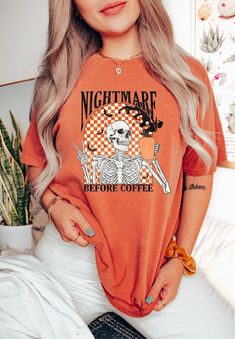 Funny Halloween Shirt, Skeleton Halloween Shirt Coffee Fall Shirt, Halloween Men's Skeleton Shirt Pie Shirt, Retro Pumpkin, Fall Graphic, Skeleton Halloween, Thanksgiving Shirt, Funny Thanksgiving, Fall Shirt, Thanksgiving Shirts, Comfort Colors Tee