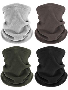 PRICES MAY VARY. Enough quantity: you will get 4 pieces of multi-functional winter fleece neck warmers, enough for your wearing and replacement, they come with classic colors, easy to match with your daily clothes and sport costumes Multiple use: these fleece neck warmers are designed with proper size, the breathable fleece bandanas can widely applied as head wraps, face coverings, neck gaiter, headband, balaclava headwear, neck warmer, ear warmer and more, one accessory can meet your different Fleece Neck Warmer, Sports Costume, Neck Warmers, Winter Face, Snood Scarf, Velvet Hat, Fleece Hat, Neck Gaiters, Face Covering