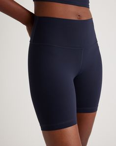 Perfect for yoga, low-impact exercises, or to wear anytime with your fave oversized sweatshirt. These versatile bike shorts are made with our buttery soft Ultra-Form fabric, featuring plenty of flex with 4-way stretch plus quick-dry, moisture-wicking, and anti-microbial technology. Get a couple of pairs, because you'll always want one ready to go.  | Quince | Women's Ultra-Form Bike Short in Deep Navy, Size Small, Nylon/Spandex Recycled Polyester Activewear With Built-in Shorts For Training, Compressive Activewear With Built-in Shorts, Versatile Activewear With Built-in Shorts For Training, Athletic Fit Activewear With Built-in Shorts, Pilates Activewear With Built-in Shorts, Relaxed Fit Go-dry Athletic Shorts For Yoga, Relaxed Fit Sportswear With Built-in Shorts, Activewear With Built-in Shorts And Medium Support, Versatile Athletic Shorts With Built-in Shorts In Relaxed Fit