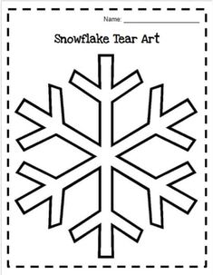 a snowflake art activity sheet with the words, name and number on it