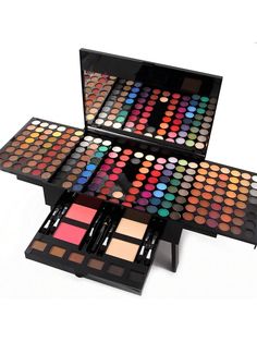 All-in-One Makeup Kit : With 90 color shimmer eyeshadow, 90 color matter eyeshadow palette,2 color blushes,2 color face concealer powder, 6 color eyebrow powder, 6 eyes applicator,1 eyeliner pencil,A big mirror, this multi-purpose kit is perfect for achieving any full-face look.
Long Lasting and Skin-friendly: The makeup palette has all outstanding matte, metallic, satin, shimmers and gel glitter - serious staying power and blend-ability. Healthy and safe ingredients, would not irritate your ski Professional Makeup Set, Koleksi Makeup, Make Up Kits, Penyimpanan Makeup, Powdered Eyeliner, Professional Makeup Kit, Shimmer Eyeshadow Palette, Alat Makeup, Complete Makeup