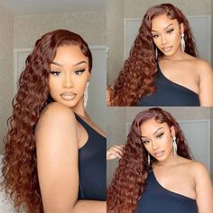 New Reddish Brown Color Deep Wave 180% Density Human Hair Apparel & Accessories > Clothing Accessories > Hair Accessories > Wigs > 5x5 Top Swiss HD Lace Closure Wig LABHAIRS®