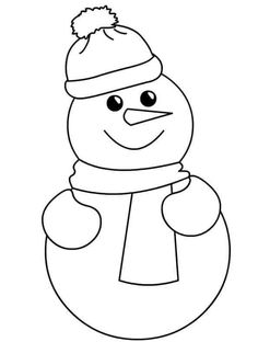 a snowman with a hat and scarf on it's head, outlined in black and