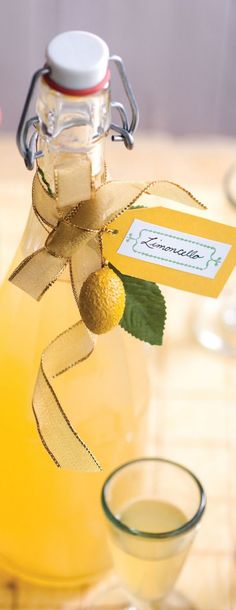 a bottle of lemonade sitting on top of a table