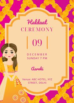 Can be customised. Whatsapp on +917002018274 for orders and more details #hadaatceremony #haldiceremony #haldifunction #haldaatfunction #haldaatinvitation #weddinginvitations #indianweddinginvites #digitalinvitation #weddingecard Creative Wedding Invitations, Creative Wedding