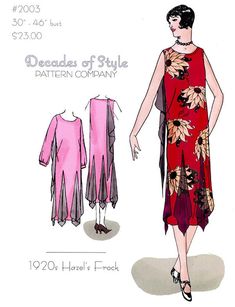 Hazel's Frock Dress 1920 Vintage Style Sewing Pattern - Etsy 1920s Costume, 1920 Dress, Zig Zag Dress, Patron Vintage, Dress Weights, Frock Dress, Cocoon Coat, 1920s Dress, Fashion Sewing Pattern