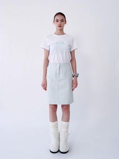 Composition : POLYESTER 45% COTTON 47% NYLON 8%Country of Origin : Republic of Korea Light Blue Skirt For Workwear, Light Blue Skirt For Work, Light Blue Skirt For Workwear In Spring, Light Blue Skirt For Spring Workwear, Light Blue Cotton Skirt, Green Skirt, Sky Blue, Midi Skirt, Composition