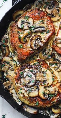 Creamy Pesto Pork Chops, Pork Ribeye Chops Recipes, Pork Chop With Mushrooms, Porkchops Dinner Ideas Easy Recipes, Pork Chop Recipes Healthy, Porkchops Dinner Ideas, German Pork Chops, Creamy Mushroom Pork Chops