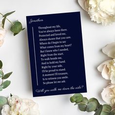 Are you looking for a touching way to ask a special person to walk you down the aisle at your upcoming wedding? If so, then look no further! This is exactly what you need! Our very special 'will you walk me down the aisle?' print is the perfect way to ask someone you love to do this emotional job! Hand designed with a special touching poem that has been written by me personally! It is sure to bring tears of joy to whoever receives it! This listing is for a DIGITAL DOWNLOAD 'will you walk me down Bride Card, Grandad Gift, Card Print, Wedding Greeting Cards, Tears Of Joy, Wedding Keepsakes, The Isle, Gifts For Brother, Cards For Friends