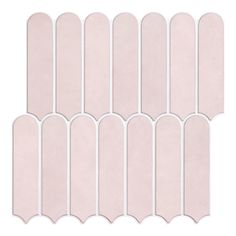 six pieces of pink paper with white trims on each side and one piece in the middle