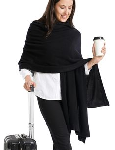 PRICES MAY VARY. Incredibly Cozy: Wrapped in our luxurious lightweight shawl, feeling surrounded by clouds! These wraps for women are made of 100% pure cashmere, It's ultra breathable and 3x softer than cotton, leaving a soothing, warm feel to your skin. So Versatile: Every cashmere wrap serves as a pashmina shawl, dressy scarf, poncho, blanket, and more. It is lightweight but very warm, and suitable to use during any season. It will play the part of a small sweater during the Winter to drive aw Wrap Outfit, Convertible Wrap Dress, Comfy Airport Outfit, Convertible Clothing, Cashmere Travel Wrap, Thick Scarf, Travel Wrap, Cashmere Accessories, Cashmere Wrap