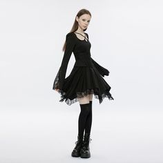 Material:?Cotton; Modal; Elastane Weight: 0.386KG Size:?XS-2XL SKU: OPQ-1335LQ Long Sleeve Punk Dresses For Cosplay, Black Corset Dress For Fall Costume Party, Gothic Mini Dress For Fall Cosplay, Gothic Black Corset Dress For Fall, Black Gothic Corset Dress For Fall, Black Gothic Corset Dress For Alternative Fashion, Alternative Long Sleeve Halloween Dress, Gothic Mini Dress For Winter Costume Party, Gothic Long Sleeve Corset Dress For Fall