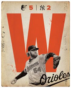 a baseball player throwing a ball in front of the word w on an old poster