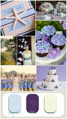 purple and white wedding theme with blue accents