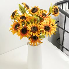 Autumn Sunflower Artificial Flowers Bouquet for Wedding Home Living Room Garden Balcony Decor 3 Heads Silk Fake Flower Branch Wedding Garden Party, Fake Flower Bouquet, Sunflower Wedding Invitations, Silk Bouquet, Sunflower Bouquets, Artificial Flower Bouquet, Floral Branch, Fake Flower, Wedding Garden