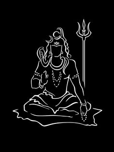 the lord ganesha sitting in lotus position with an arrow on his head and holding a staff