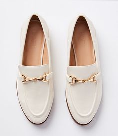 Step into perfectly pulled-together pretty - these horsebit loafers will keep your entire style routine in stride. Padded footbed for comfort.,Imported:Imported,Fabrication:Upper 100% PU Outer Sole Rubber/Plastic 100% Loft Horsebit Loafers Size 5 1/2 Ivory Women's by Loft Size Regular - 5 1/2 Ivory Women's Flats, Footwear, Upper, 100%, PU, Outer, Sole, Rubber/Plastic, 100% Elegant Flat Shoes Work, Everyday Shoes Business, Casual Business Attire Shoes, Small Business Shoes, Job Interview Shoes Women, Flat Shoes Women Business, Business Casual Work Shoes Women, Shoes For Bank Teller, Professional Shoes Womens