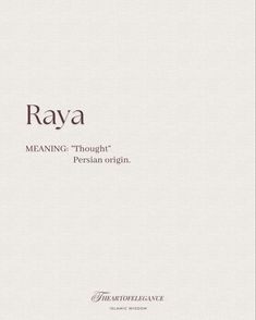 raya meaning through persian origin