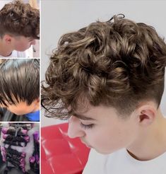 Perm on Short Thick Men’s Hair Boy Permed Hair, Boys Perm Hairstyles, Loose Perm Short Hair, Wave Perm Short Hair, Body Perm, Beach Wave Perm, Loose Perm, Body Wave Perm, Wavy Perm