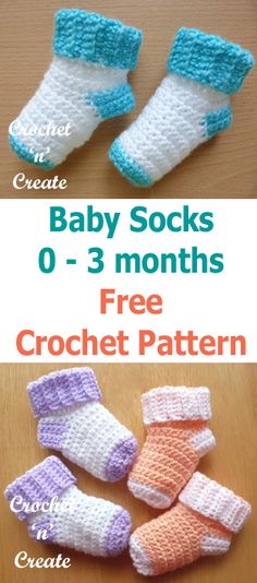 baby socks 0 - 3 months free crochet pattern with instructions to make them