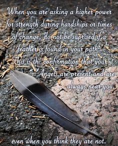 a feather quill sitting on top of a rock with a poem written below it