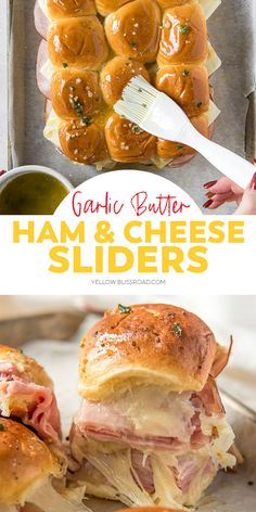 Ham and Cheese Sliders stacked on a dish Easy Ham Sliders, Appetizer Healthy, Sliders Recipes Hawaiian Rolls, Ham Cheese Sliders, Ham Sliders, Ham And Cheese Sliders, Cheese Sliders, Easy Ham, Ham And Cheese Sandwich