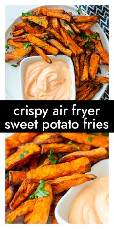 crispy air fryer sweet potato fries with dipping sauce