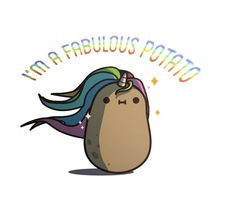 an image of a potato with a unicorn's horn on it that says, i'm a fabulous potato