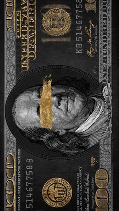 a black and gold dollar bill with the image of abraham lincoln on it