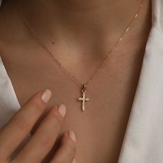 14K Yellow Gold Special Design Cross Belief Necklace Dainty Minimal Handmade Nice Gift for Women Christmas Valentine's Day Monsini Jewelry ⓂMaterials & Specifications : Necklace Chain Length : 42 cm (16.5 in) 44 cm (17.3 in) 46cm (18.1 in) 48 cm (18.8 in) Cross Pendant Width : 1 cm ( 0.39 in) Cross Pendant Length : 2.4 cm (0.94 in) Handmade Item Special Design Delicate Cross Jewelry Gift, Elegant Cross Charm Necklace As Gift, Elegant Cross Charm Necklace For Gift, Elegant Cross Necklace With Delicate Chain For Gift, Rose Gold Cross Necklace For Gift, Delicate Cross Necklaces For Weddings, Delicate Cross Necklace For Wedding, Rose Gold Pendant Cross Necklace As Gift, Delicate Cross Pendant Necklace For Gift