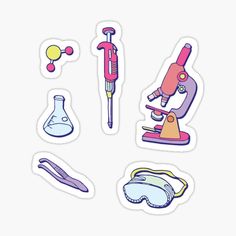 stickers with different types of medical items on them, including an eyeglasses and a microscope