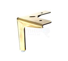 a brass metal door handle with holes on the front and back side, against a white background