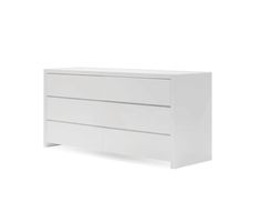 a white dresser with two drawers on one side