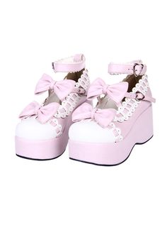 White Lace Bowknot Pink Sweet Lolita Platform Shoes Pastel Goth Shoes, Pink Platform Heels, Goth Shoes, Cowboy Shoes, Dance Heels, Pink Platforms, Kawaii Shoes, Winter Fashion Boots, Thigh High Boots Heels