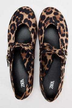 ANIMAL PRINT DOUBLE STRAP MARY JANES STRAP BALLET FLATS - Leopard | ZARA United States Blazers Shoes, Joggers Shoes, Cargo Shirts, Cardigan Sweater Dress, Cardigan Sweater Jacket, Leather Shirt, Zara United States, Shoes Trainers, Trouser Jeans