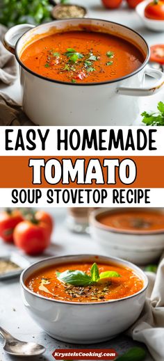 easy homemade tomato soup in a white bowl