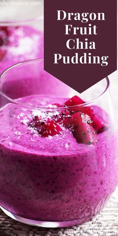 vegan dragon fruit chia pudding served in a glass topped with cubed dragon fruit and desiccated coconut Fruit Chia Pudding, Pudding Recept, Dragonfruit Recipes, Chia Pudding Recipes Healthy, Easy Pudding Recipes, Fruit Pudding, Chia Recipe, Chia Seed Recipes