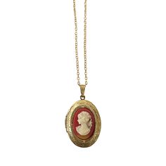 Deadstock Lady Cameo Locket Necklace Necklaces Locket, Cameo Locket, Red Flower Necklace, Pig Necklace, Cowgirl Necklaces, Locket Earrings, Bolo Necklace, Pear Earrings, Animal Bracelet