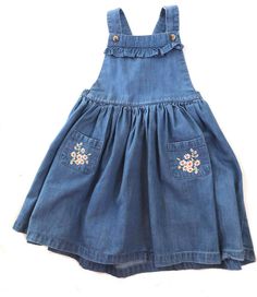 80s Vintage John Lewis UK Girls Denim Daisy flower embroidered jumper pinafore dress 18-24. VG pre-owned condition. Please see measurements for proper fit as all sales are final. measurements waist 20 - gives a bit more with elastic waist length from top of strap to hem 21 PLEASE READ BEFORE YOU BUY About the Vintage / Preowned clothes I sell: As a long time seller, I source specifically to resell at reasonable prices and only select and list great items I feel are in very wearable / and or usab Spring Cute Bib Front Overalls, Spring Blue Denim Pinafore Dress, Spring Casual Bib Front Pinafore Dress, Casual Bib Front Spring Dresses, Spring Blue Overall Dress, Cute Spring Denim Dress With Pockets, Spring Embroidered Cotton Overalls, Spring Cotton Pinafore Dress With Pockets, Spring Cotton Bib Front Dress